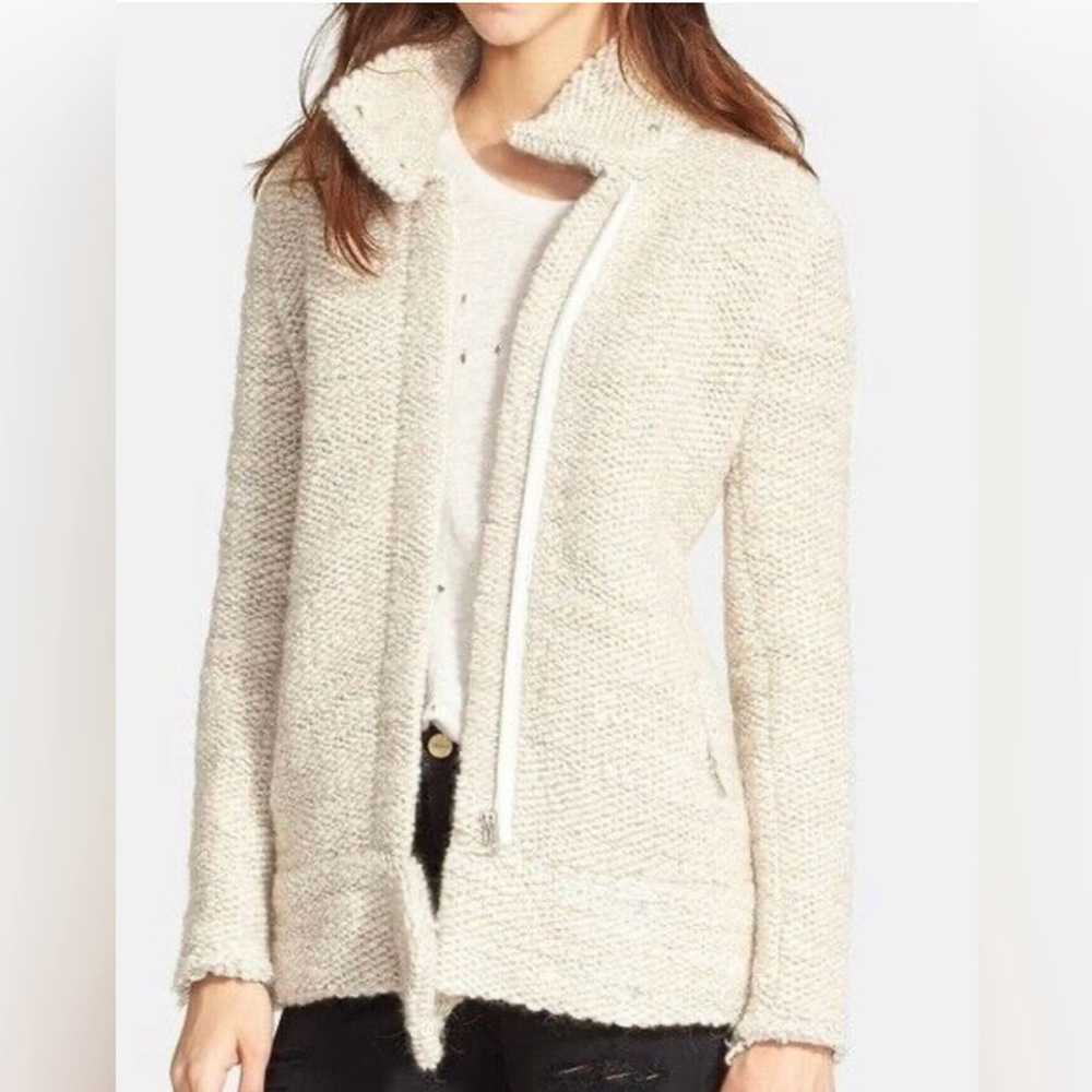IRO Paris Ajumaspe Wool Alpaca Chunky Knit Moto Jacket EU 40 | Luxury Biker